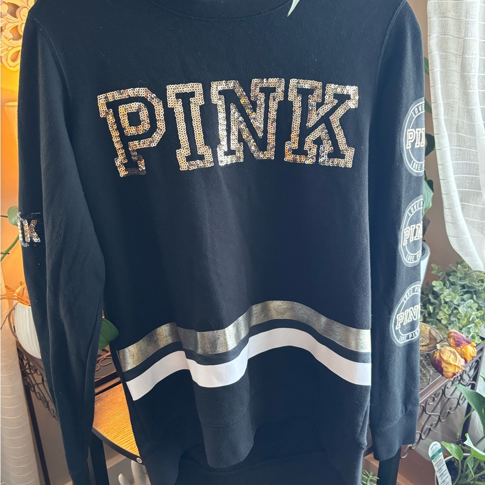Victoria's Secret PINK Black and Gold Sequin Top Size Small!